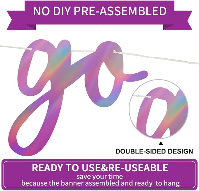 BEISHIDA Rainbow Purple Go Shawty It's Your Birthday Banner Decor NO DIY | - Image 2