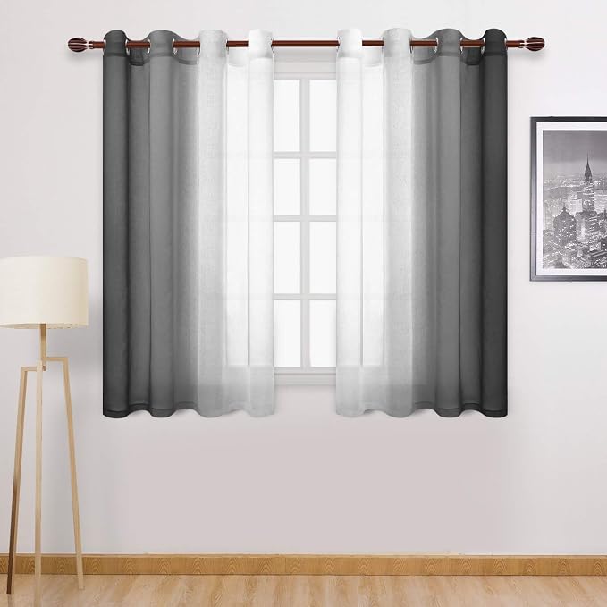 DWCN Faux Linen Ombre Sheer Curtains by DWCN