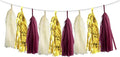 15PCS Burgundy Maroon Gold Beige Party Tissue Tassel Garland Hanging Banner by ALLHEARTDESIRES