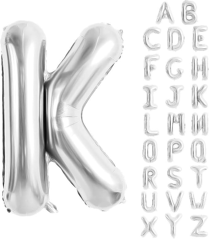 Silver Letter Balloons 40 Inch Large Alphabet Balloon Letter K | Foil Mylar Big by YUNSHANGMO