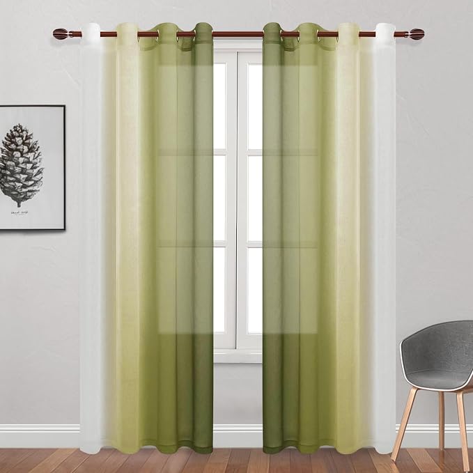 DWCN Ombre Faux Linen Sheer Curtains - Image 2