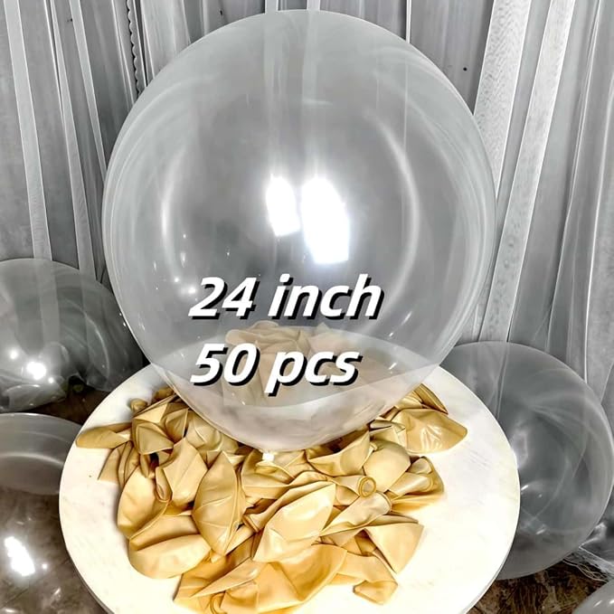 50 Pack Clear Balloons 24 Inch Clear Latex Balloon - Image 2