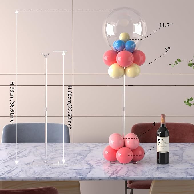 12 Pack Clear Acrylic Balloon Stand 23.6 inch Party Centerpiece - Image 2