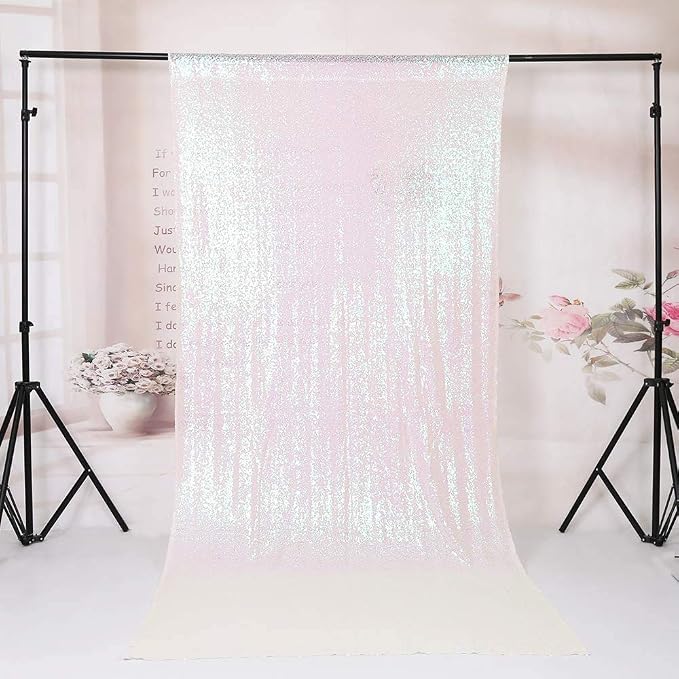 Eternal Beauty White Iridescent 3mm Sequin Backdrop 8x8 Ft - Image 4