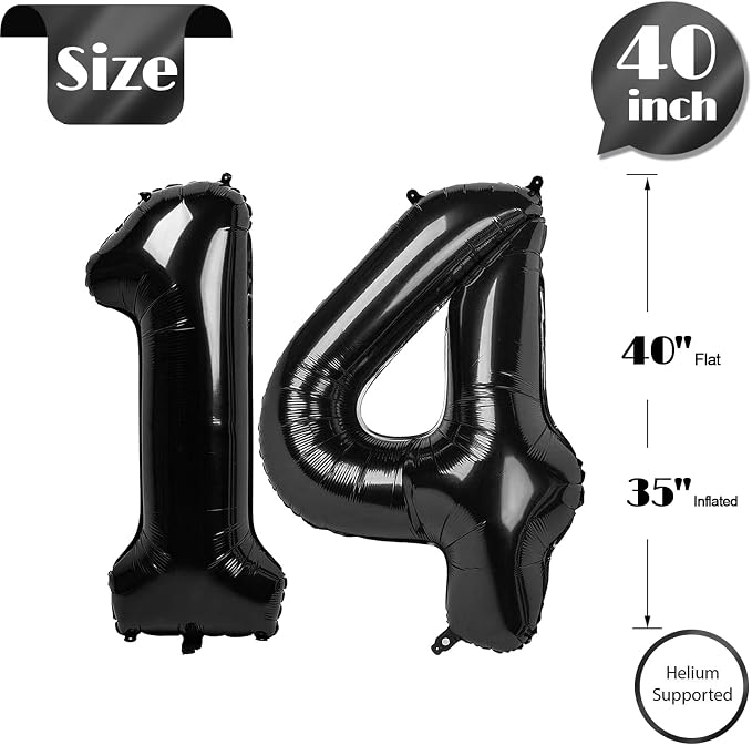 Black Number 14 Balloon 40 Inch - Image 5