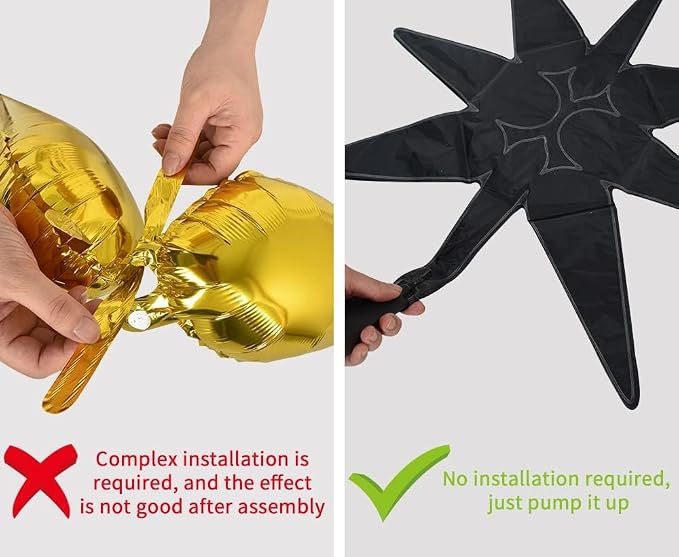 TONIFUL 8 Pcs Explosion Star Foil Balloons Black Rose Gold Party Decoration | - Image 3