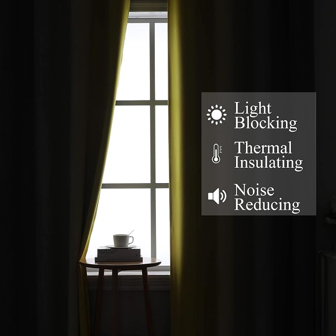 Ombre Grey and Yellow Blackout Curtains 72 Inch Length 2 Panels, Full Light - Image 3