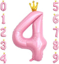 40 Inch Crown Pink Number 4 Balloon, Big Conjoined Light Pink Foil Mylar Helium by Unknown