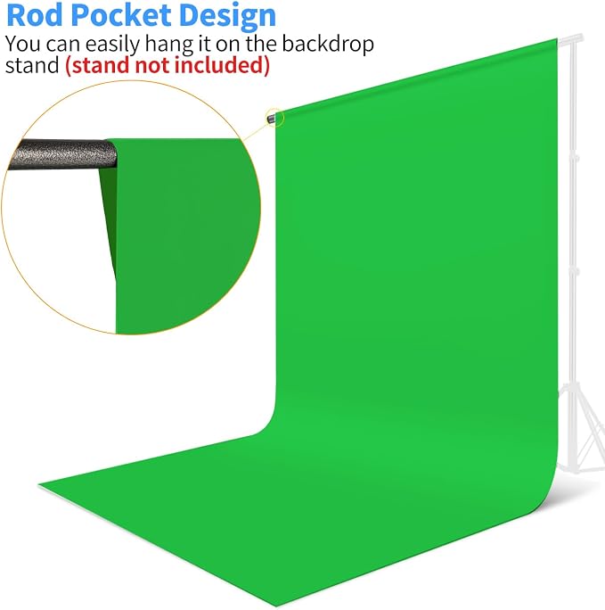 Hemmotop Chromakey Green Screen Backdrop, 5x7ft Small Background Fabric | Solid - Image 5