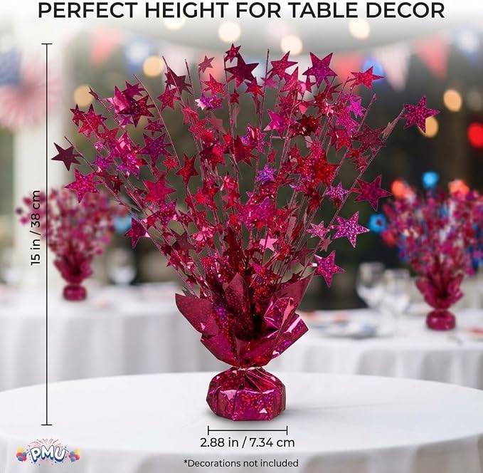 PMU 6 Pack Bursting Star Metallic Foil Spray Centerpiece- Burgundy Prismatic - Image 2