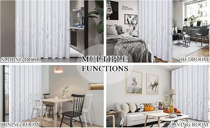 Greyish White Curtain for Dining Room 100W x 96L Inch Long Elegant Natural - Image 9