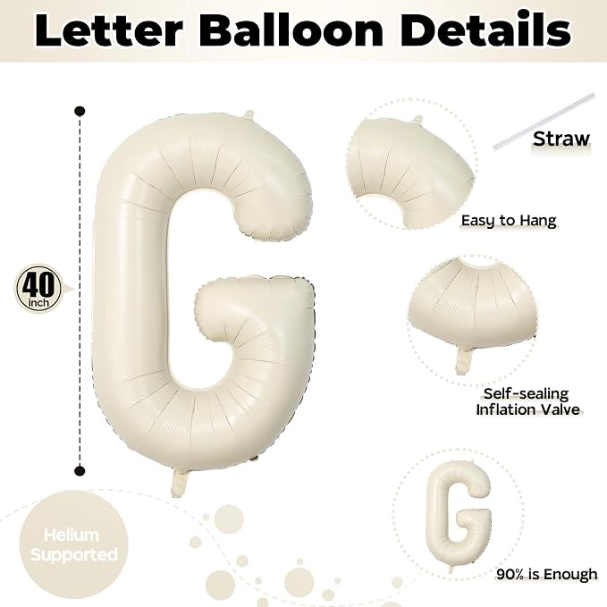 40 Inch Beige GRAD Balloons for Graduation Party Decorations, Large Cream White - Image 2