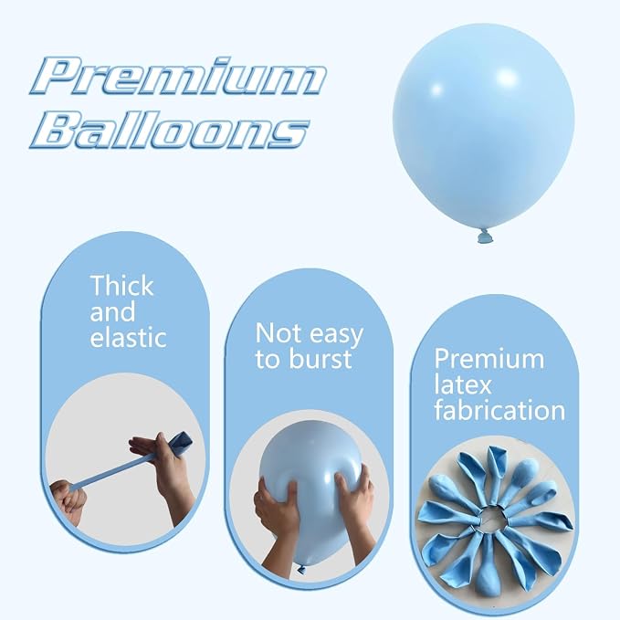 Pastel Blue Balloons 145pcs Different Sizes 18 12 10 5 Inches Baby Blue Light - Image 3