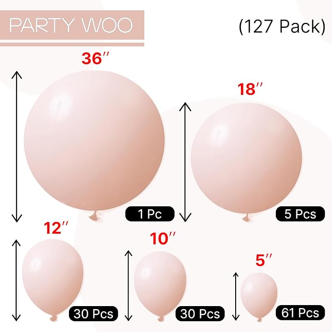 PartyWoo Pastel Orange Balloons 127pcs Light Pale Orange Peach Color | - Image 6