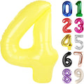 4 Balloon - Macaron Yellow Birthday Number Balloons, 40 Inch Decorations | by ALPHADELTAPI