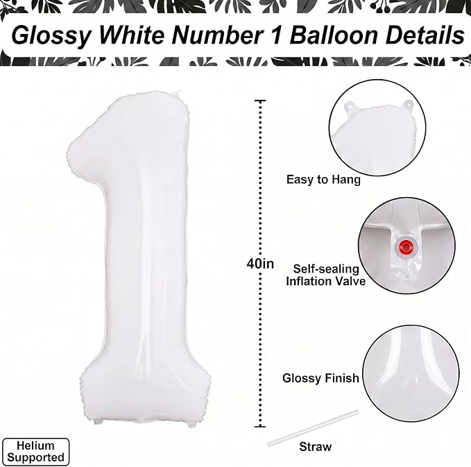 White Number 11 Balloon 40 Inch, Large Matte White 11 Foil Balloon Set - Image 4