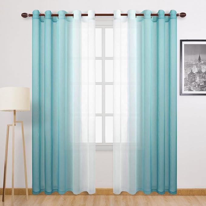 DWCN Ombre Faux Linen Sheer Curtains by DWCN