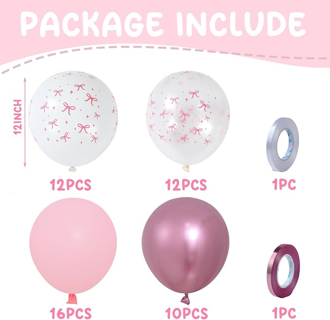 Patimate Pink Bow Balloons Set - Image 4