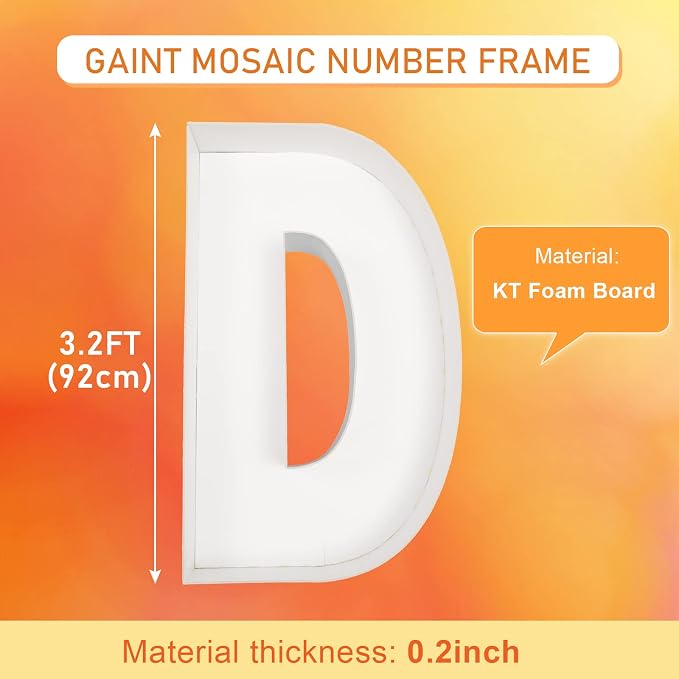 Marquee Letters 3FT Tall Mosaic Balloon Frame Pre-Cut Foam Board Letter D | - Image 2