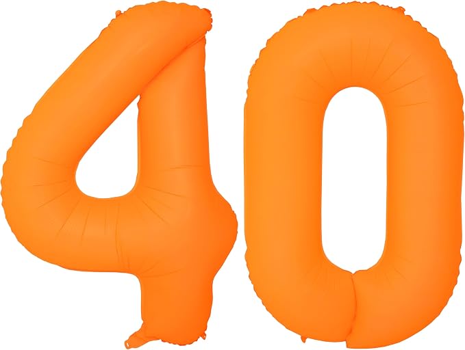 Orange Birthday Number 40 Balloon 40IN Fluorescent Orange 40 Balloon | by YOIOZAIZAI