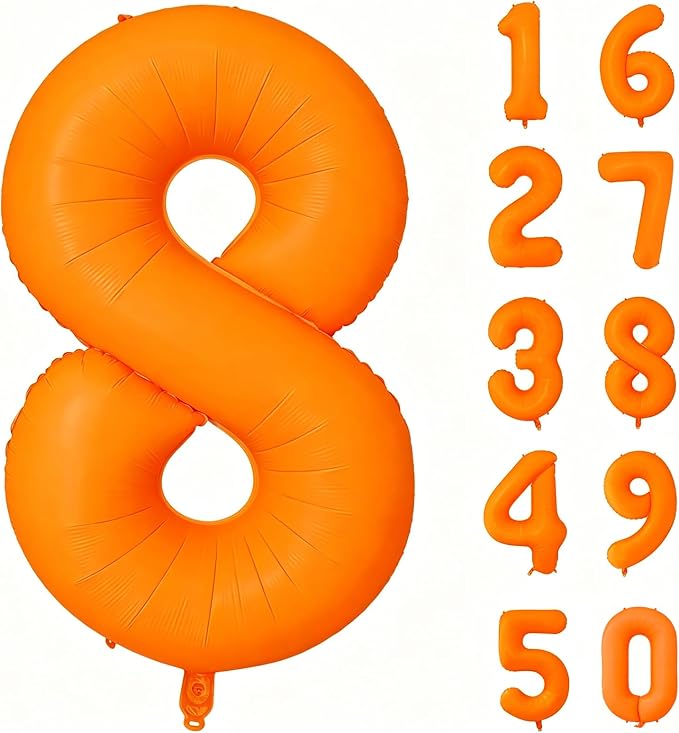 Fluorescent Orange Number Balloon 40 inch Giant Foil Helium Balloons Orange by Yeodong