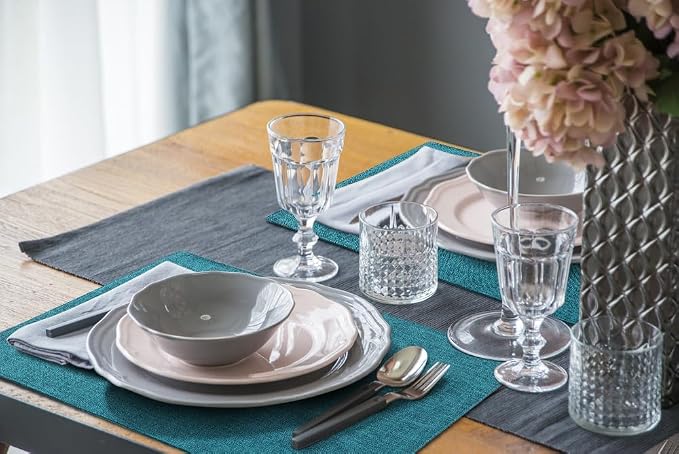Faux Cotton Linen Placemats Set of 8, Cloth Washable Farmhouse Dining Table Mats - Image 7