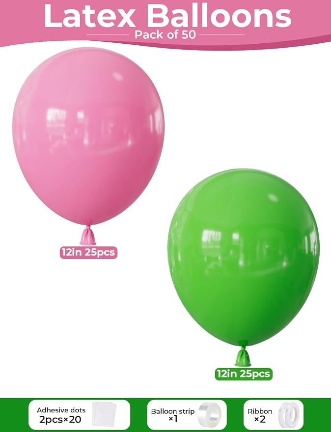 Pink and Green Balloons, Dark Pink Balloons - Image 4