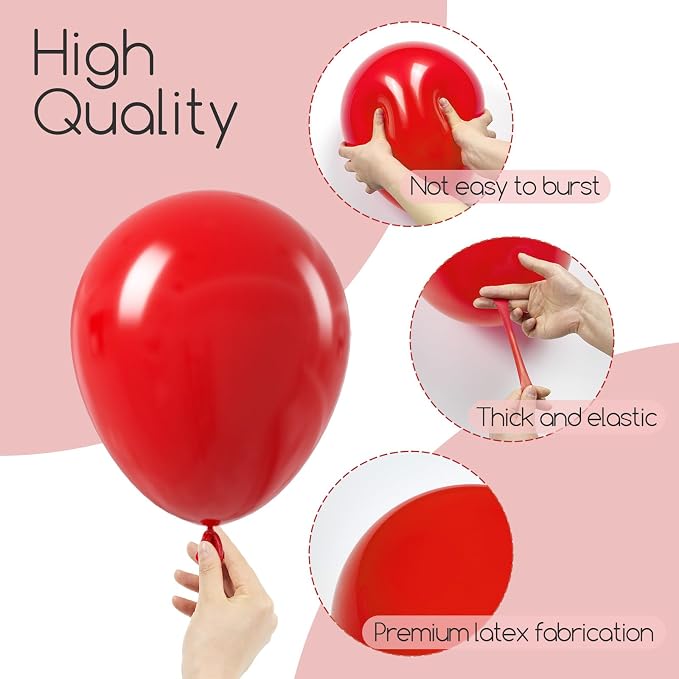 Awenztech 122pcs Red Latex Balloons in 18 12 10 5 inches | Baby Shower - Image 3