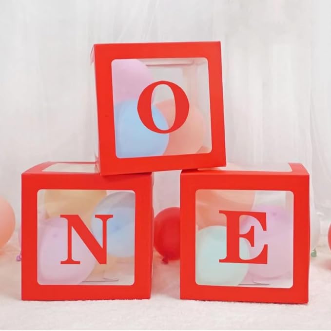 Red One Boxes for 1st Birthday, One Balloon Box - Image 2