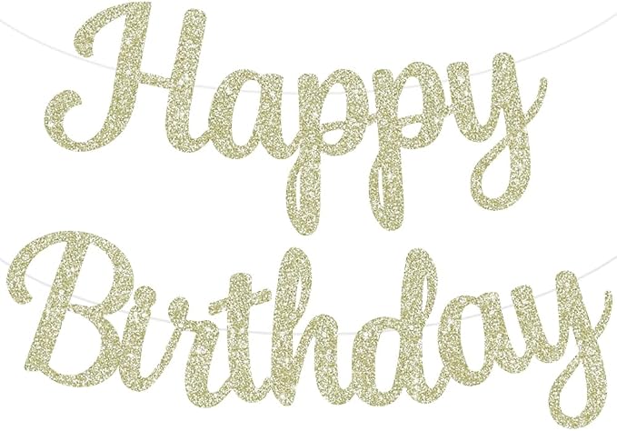 BEISHIDA Glitter Champagne Happy Birthday Banner Party Decoration NO DIY | by Beishida
