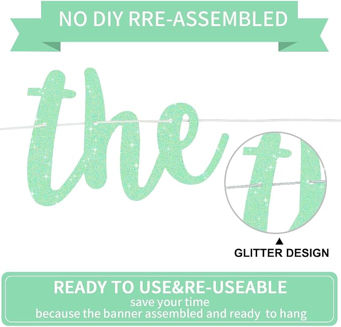 BEISHIDA Light Green Pre-Strung The Beginning of A New Chapter Banner | Glitter - Image 3