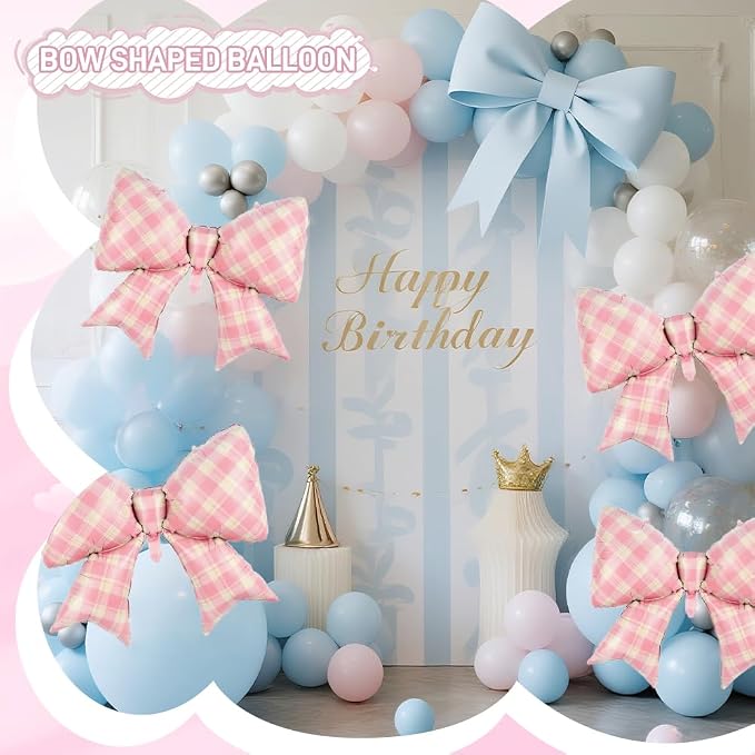 4pcs Jumbo Oversized Ribbon Balloons Coquette Bow Balloons Bow Party Coquette - Image 3