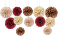 Capesaro Burgundy Beige 12PCS Paper Pom Poms Party Decorations by Capesaro