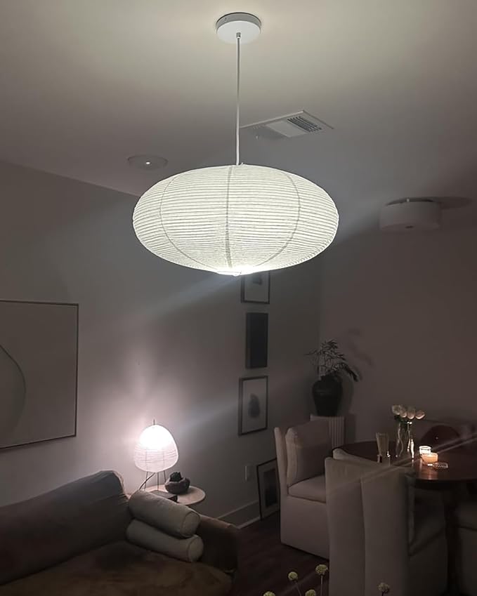 White Oval Paper Lanterns, 16.54" Large Hanging Paper Lantern Shade, 1 Pack | - Image 2