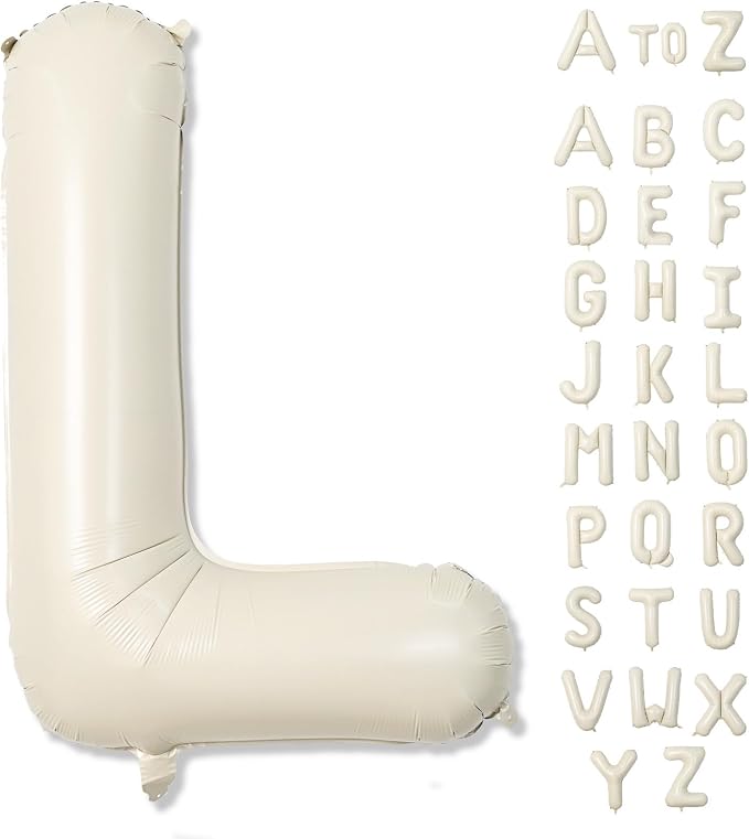 Cream Name Balloon Letters, Large Mylar Helium Alphabet L Custom Balloon Letter by Lingqiang