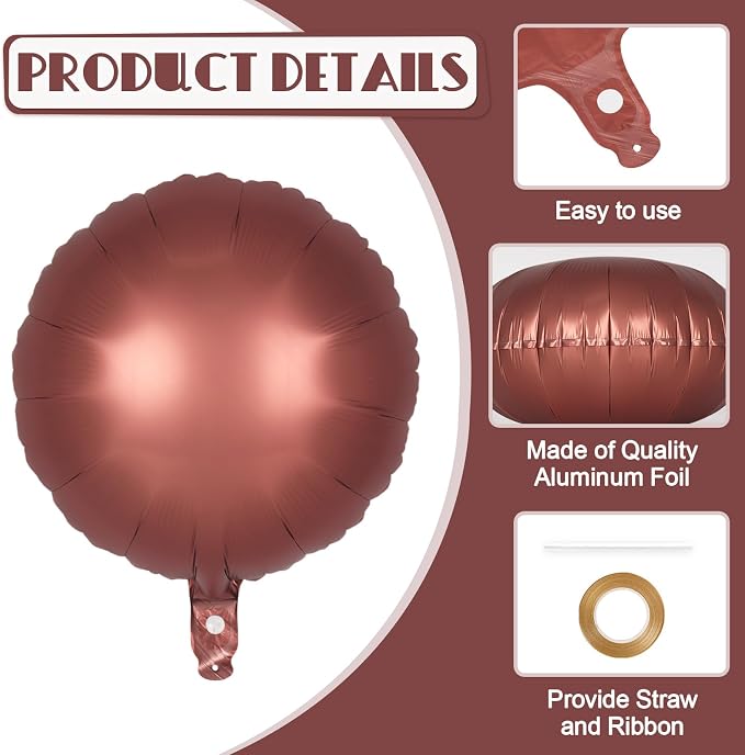 20 Pcs Chocolate Round Shaped Balloons, 18 Inch Round Foil Balloon, Giant Round - Image 5