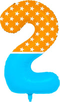 40 Inch Orange Blue Number 2 Balloon, Bow Tie Glasses Design by Unknown