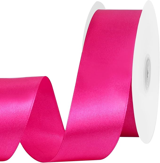 woric Hot Pink Satin Ribbon 1 1/2 Inch 60 Yards Pink Bows Decor | Polyester by woric