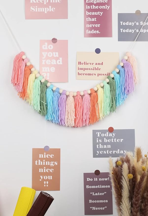 Pastel Rainbow Tassel Garland - Image 7