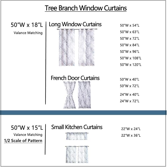 FMFUNCTEX Linen Sage Green White Semi Sheer Print Curtains 45 Inch 2 Panels | - Image 6