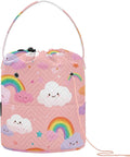 Multicolored Stars Rainbows Yarn Bag Small Crochet Bag Drawstring Yarn Storage by Tatenale