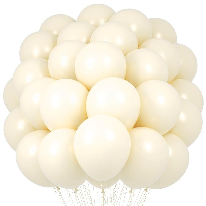 Voircoloria 66pcs Ivory White Latex Party Balloons, 12inch | by Voircoloria