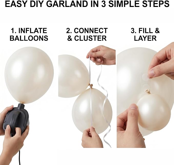 96Pcs 5/10/12/18 Inch Pearl White Latex Balloon Garland Arch Kit | Pearlescent - Image 3