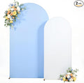 7.2FT 6FT Arch Backdrop Cover for Wedding, Set of 2 Stretchy Spandex Fitted Arch Stand Cover for Baby Shower, Birthday Party Decor, Chiara Backdrop Cover with Double-Sided Design(White, Blue)