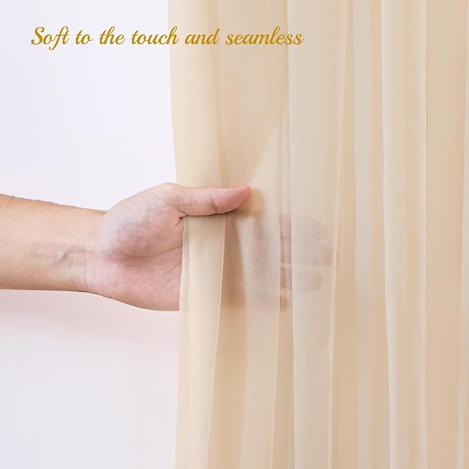 10x8ft Champagne Tulle Backdrop Curtain - Image 6