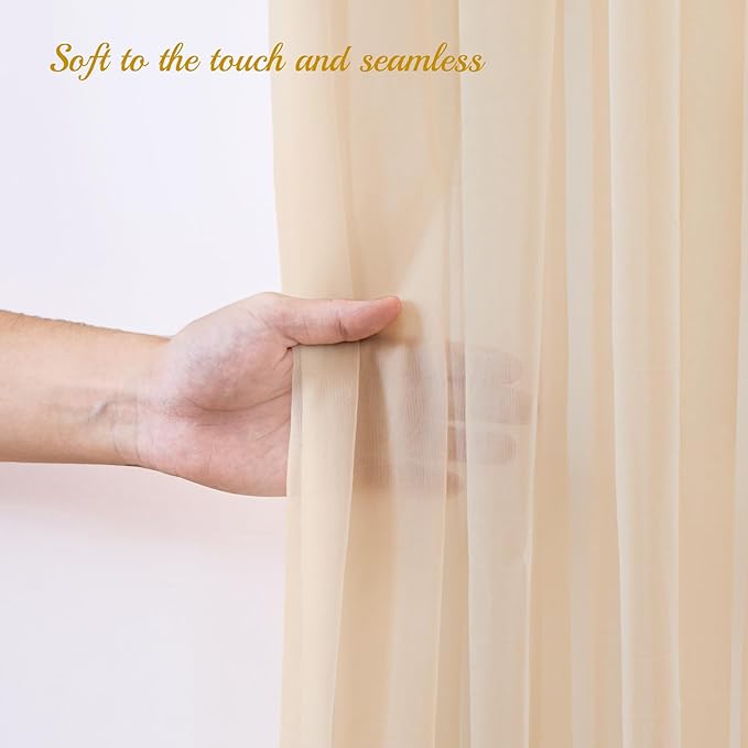 10x10ft Champagne Tulle Backdrop Curtain - Image 6