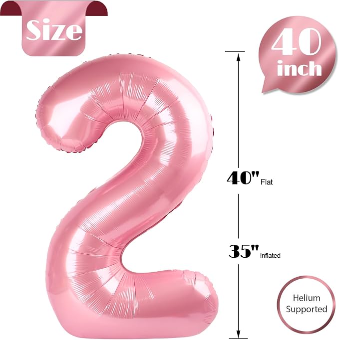 Pearl Pink Number 2 Balloon 40 Inch - Image 5