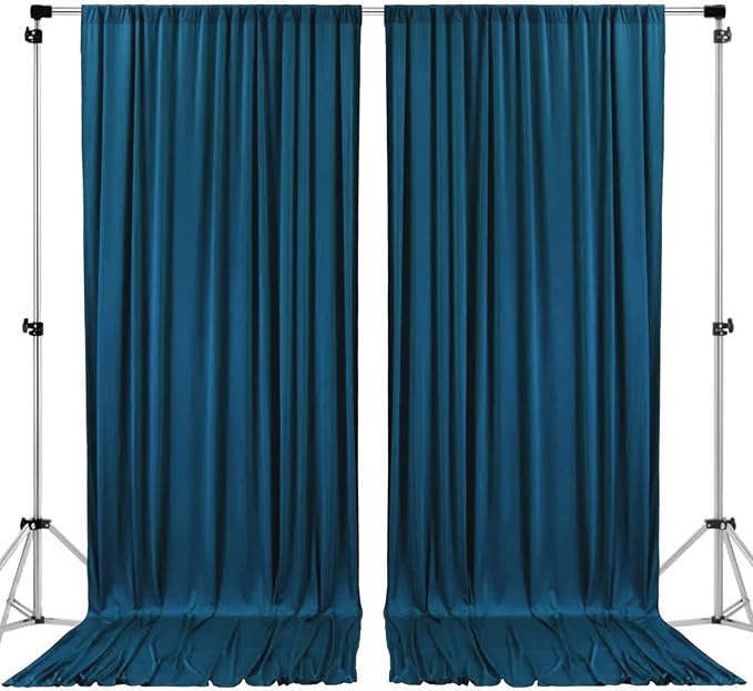 AK TRADING CO. 10 feet x 10 feet Dark Teal IFR Polyester Backdrop Drapes Curtains Panels with Rod Pockets - Wedding Ceremony Party Home Window Decorations