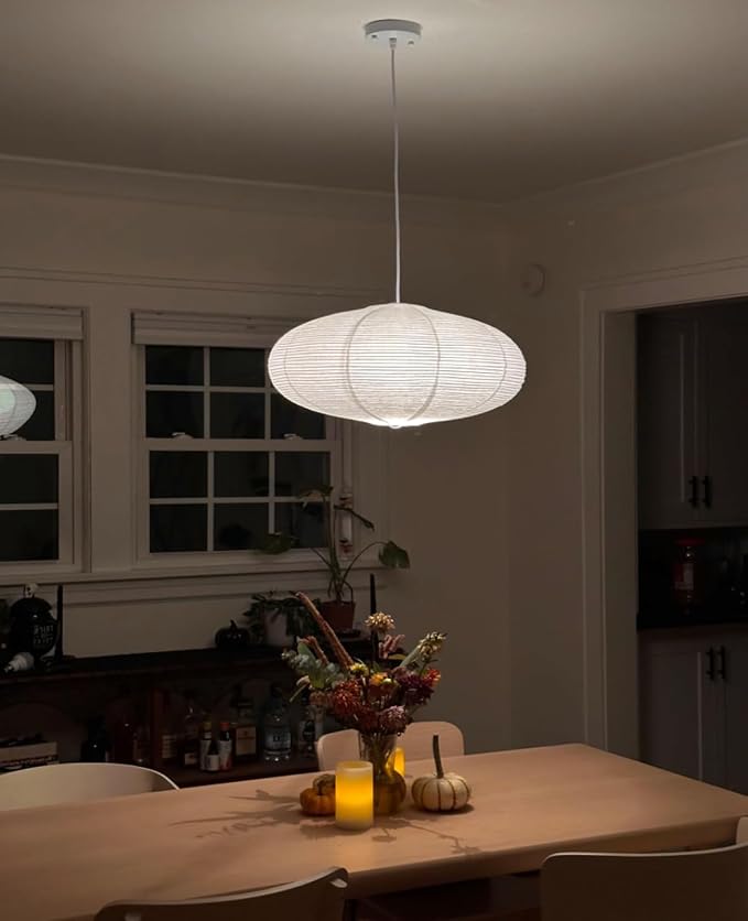 White Oval Paper Lanterns, 1 Pack | Chinese/Japanese Paper Pendant Lampshade - Image 3