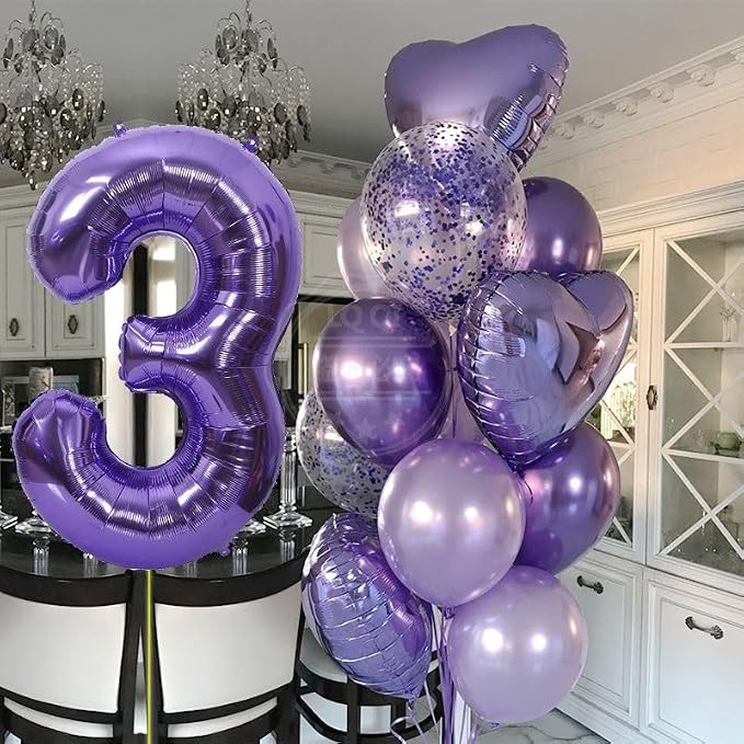 Number 7 Balloon 40 Inch Balloons Purple Birthday Decorations - Image 3